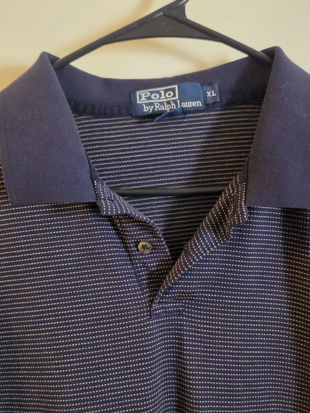 Ralph Lauren Men’s Navy Thin-Striped Long Sleeve Polo